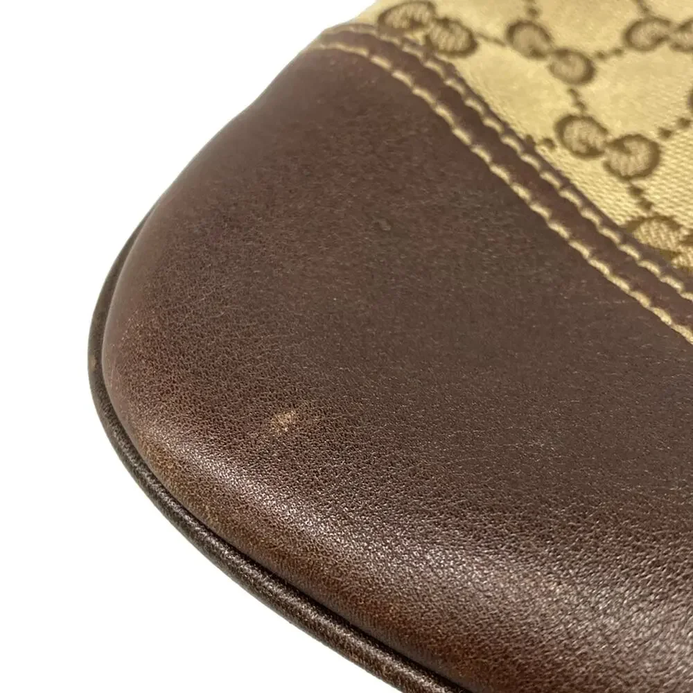 Gucci GG/New Britt Handbag 169947 Beige Dark Brown Jacquard Leather